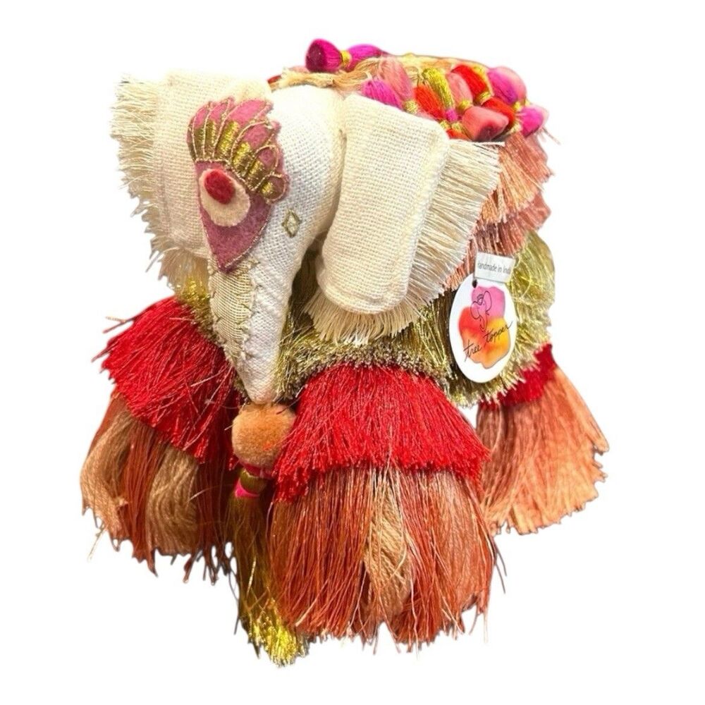 Anthropologie Majestic Tassels Tree Topper Elephant Fringe Metallic Home Decor
